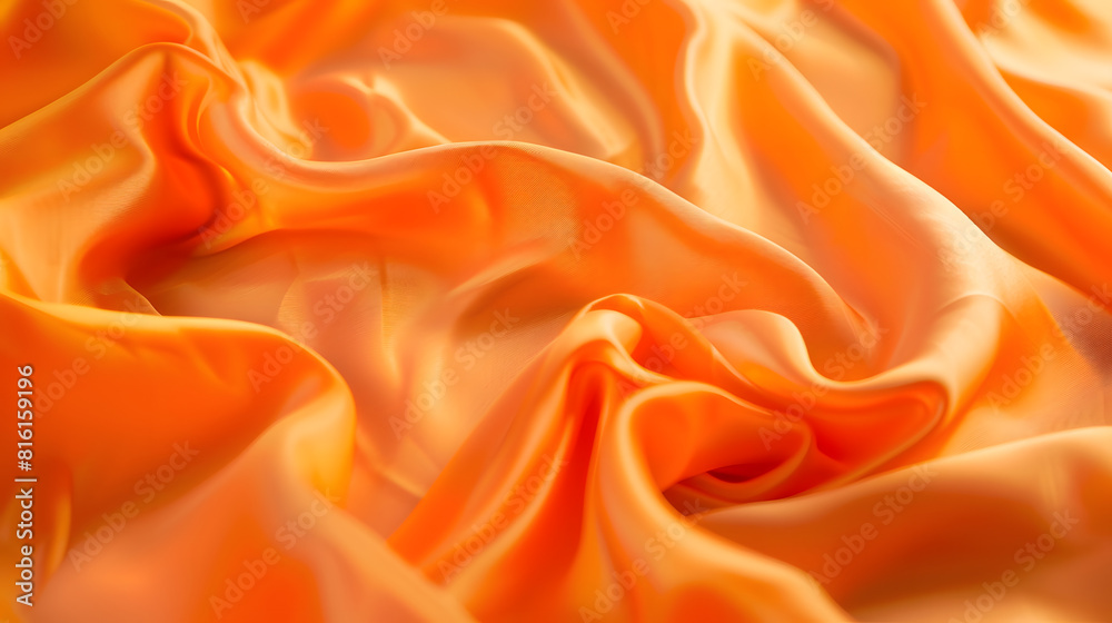 Poster vivid orange color fabric wrinkle textures background : generative ai
