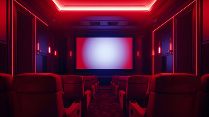 Fototapeta premium Spacious luxury front room with movie theater : Generative AI