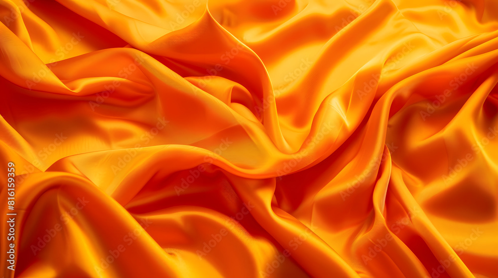 Poster vivid orange color fabric wrinkle textures background : generative ai