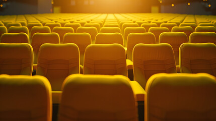 Fototapeta premium Yellow seats in empty auditorium : Generative AI