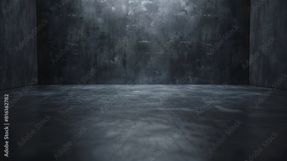 Poster wide dark concrete studio room background with low lighting for product display or mock up design em