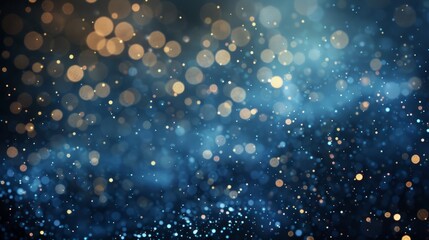 Abstract dark blue glowing particles glitter vintage lights background hyper realistic 