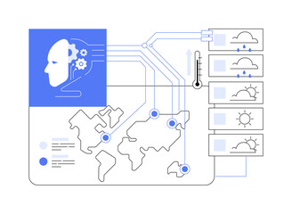 AI-Analyzed Weather Forecasting abstract concept vector illustration.
