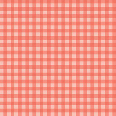 Gingham pattern seamless Plaid repeat in peach and white. Design for print, tartan, gift wrap, textiles, checkered background for tablecloth