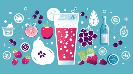 vibrant infographic different fruit smoothies, highlighting their ingredients and health benefits, perfect for National Smoothie Day celebrations
