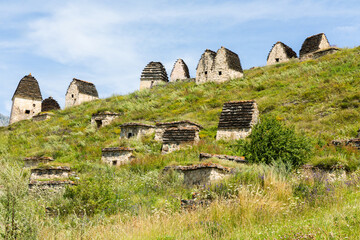 Ancient Dargavs Village City of the Dead. North Ossetia Alania Republic, Russia. Ancient Alanian...