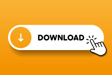 3D download button icon. Upload icon. Down arrow bottom side symbol. Click here button. Save cloud icon push button for UI UX, website, mobile application.