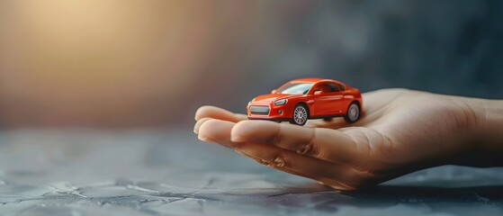 Person holding small toy car hand