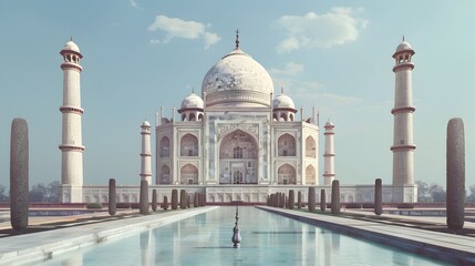 Fototapeta premium Majestic Islamic Architectural Landmark Reflected in Serene Pool