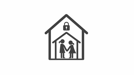 Family home icon, Vector illustration of a family house with a lock, Generative AI illustrations.