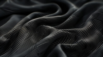 Naklejka premium A black and white striped fabric with a shiny texture