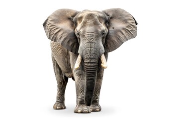 Large elephant standing white surface