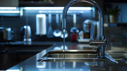 Modern kitchen a picture of a faucet : Generative AI