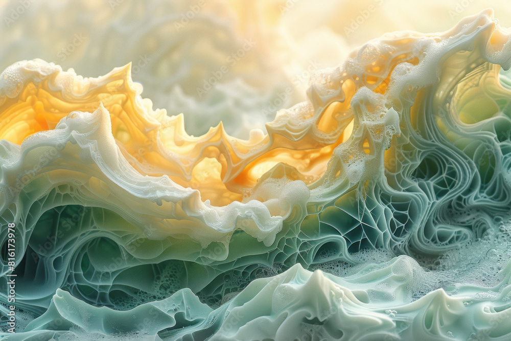 Poster Artistic depiction of a soap lather, with layers of fractal patterns creating a sense of depth and complexity,