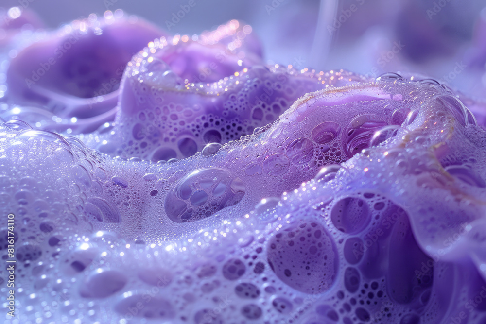 Leinwandbilder artistic portrayal of foam in a sink, with each bubble containing a unique fractal design that glows