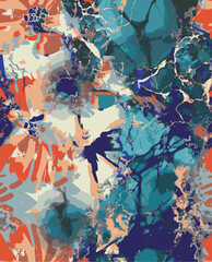 Veined watercolor splatter with decorative pattern