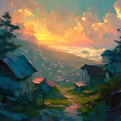 sunset in the mountains