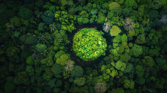 Behold the lush green forest from a bird s eye view cradling the Earth in your hands a visual ode to our planet s beauty This aerial perspective showcases the intricate textures of the fore