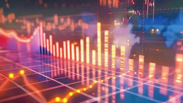Display a bar chart depicting the top gainers and losers in the stock market for the current trading day, 4K stock market graph Background High-Quality Hyper-realistic Animation Video