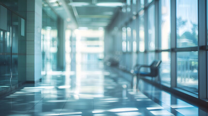 Obraz premium blurred for background office building interior empty hall in the modern office building : Generative AI
