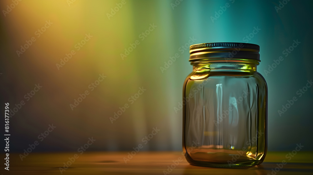 Poster close empty glass jar for food and canned food with clipping path : generative ai
