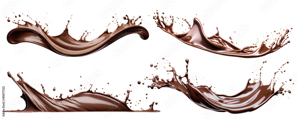 Wall mural Set of delicious melted chocolate splashes, cut out