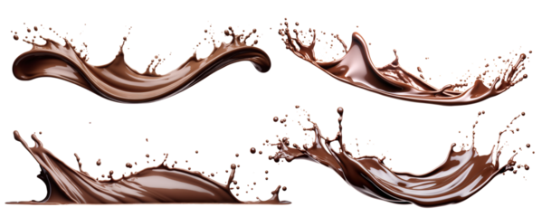Set of delicious melted chocolate splashes, cut out