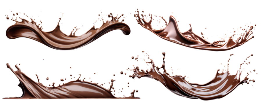 Set of delicious melted chocolate splashes, cut out
