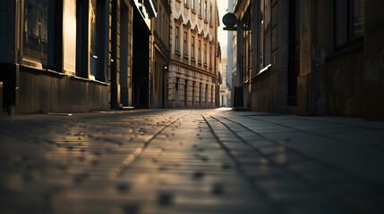 empty street and detail of a building in a city : Generative AI