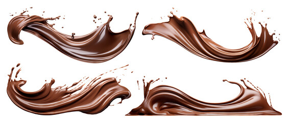 Set of delicious melted chocolate splashes, cut out