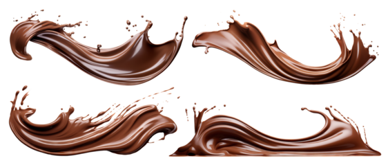 Set of delicious melted chocolate splashes, cut out