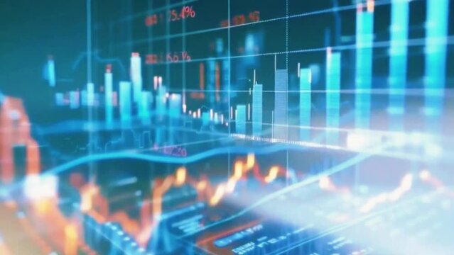 A bar chart representing the correlation between two different stock prices over a specified time period, 4K stock market graph Background High-Quality Hyper-realistic Animation Video