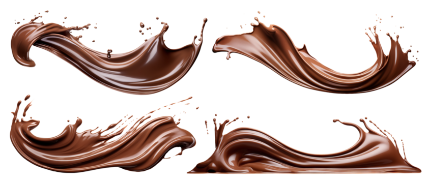 Set of delicious melted chocolate splashes, cut out