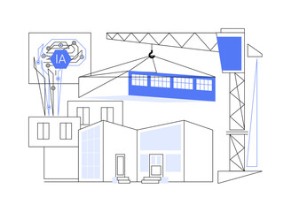 AI-Designed Prefabricated Structures abstract concept vector illustration.