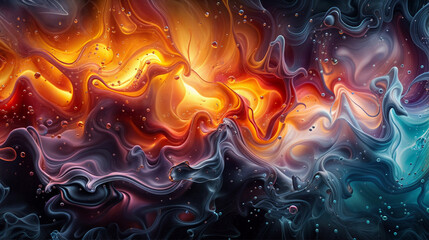 A colorful abstract painting with a lot of swirls and splatters
