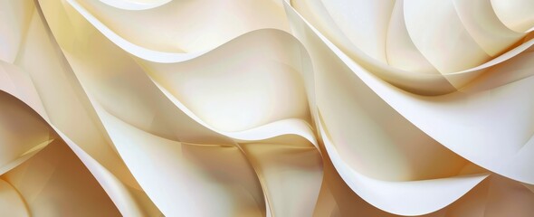 Elegant Abstract White and Cream Paper Waves
