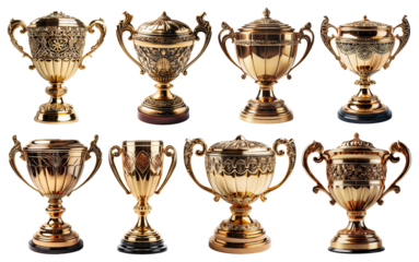 Set of gold trophy cups, cut out