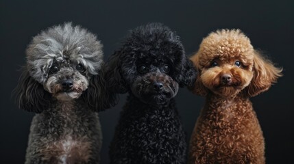 Poodle dog compilation against dark backdrop