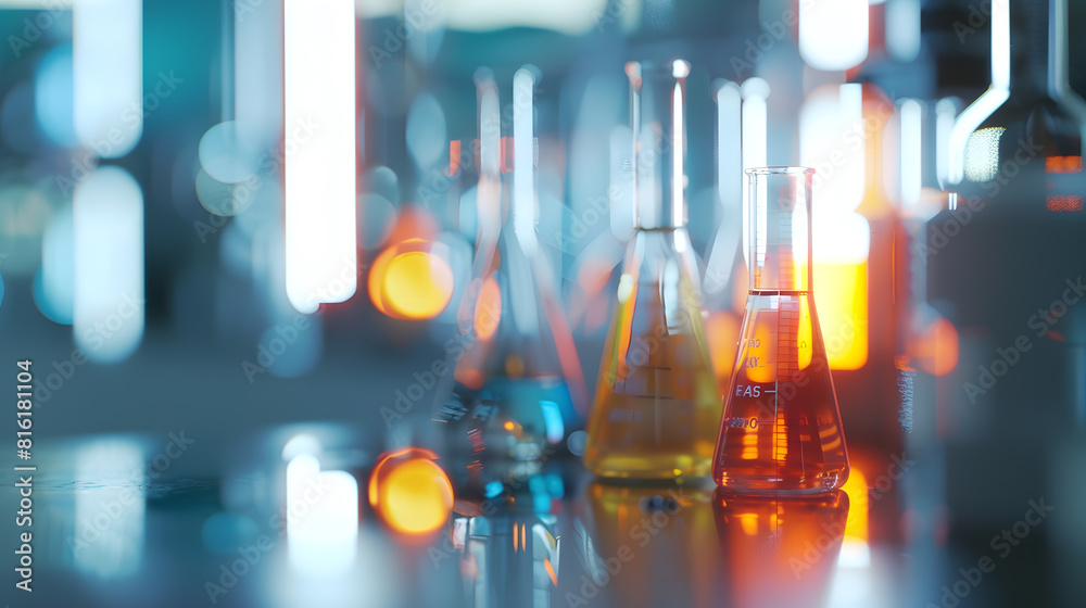 Poster blurred background of scientific research laboratory : generative ai