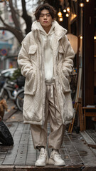 Fototapeta premium Spring 2024 new fashion men's clothing, real shots, Chinese male model,generative ai