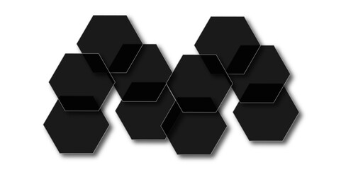 Abstract black and white with hexagon and hexagonal background. Luxury black pattern with hexagons. abstract 3d hexagonal background with shadow. 3D futuristic abstract honeycomb mosaic background.