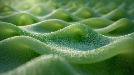    a green surface with multiple water droplets spread across its surface