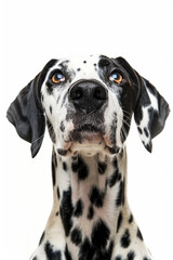 Beautiful Dalmatian Dog Portrait, Studio Shot on White Background