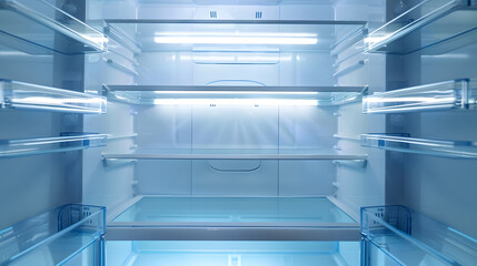 Empty open fridge with shelves refrigerator : Generative AI