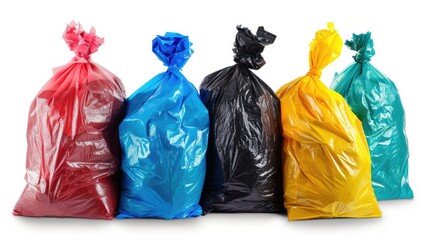 Garbage bags isolated against white background with clipping path