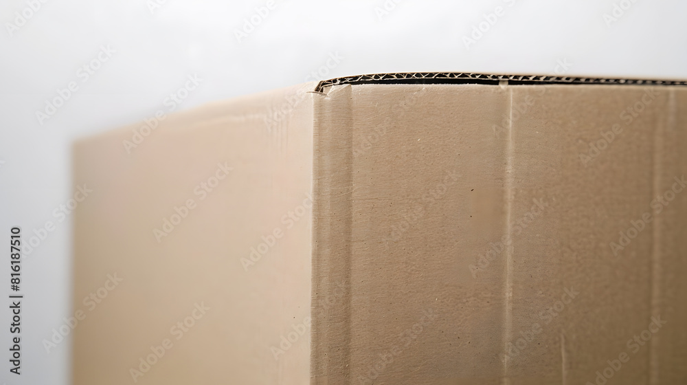 Poster close up of a cardboard box on white background : generative ai