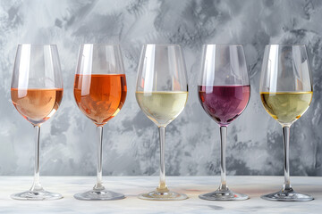 Naklejka premium Assorted Wine Glasses on Table