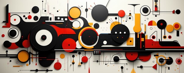 Obraz premium Modern flat design top view contemporary art theme cartoon drawing Monochromatic Color Scheme