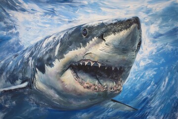 Naklejka premium A great white shark underwater
