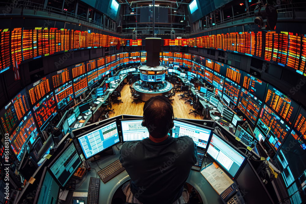Poster high-frequency trading firms employing ultra-fast computers and advanced algorithms to capitalize on